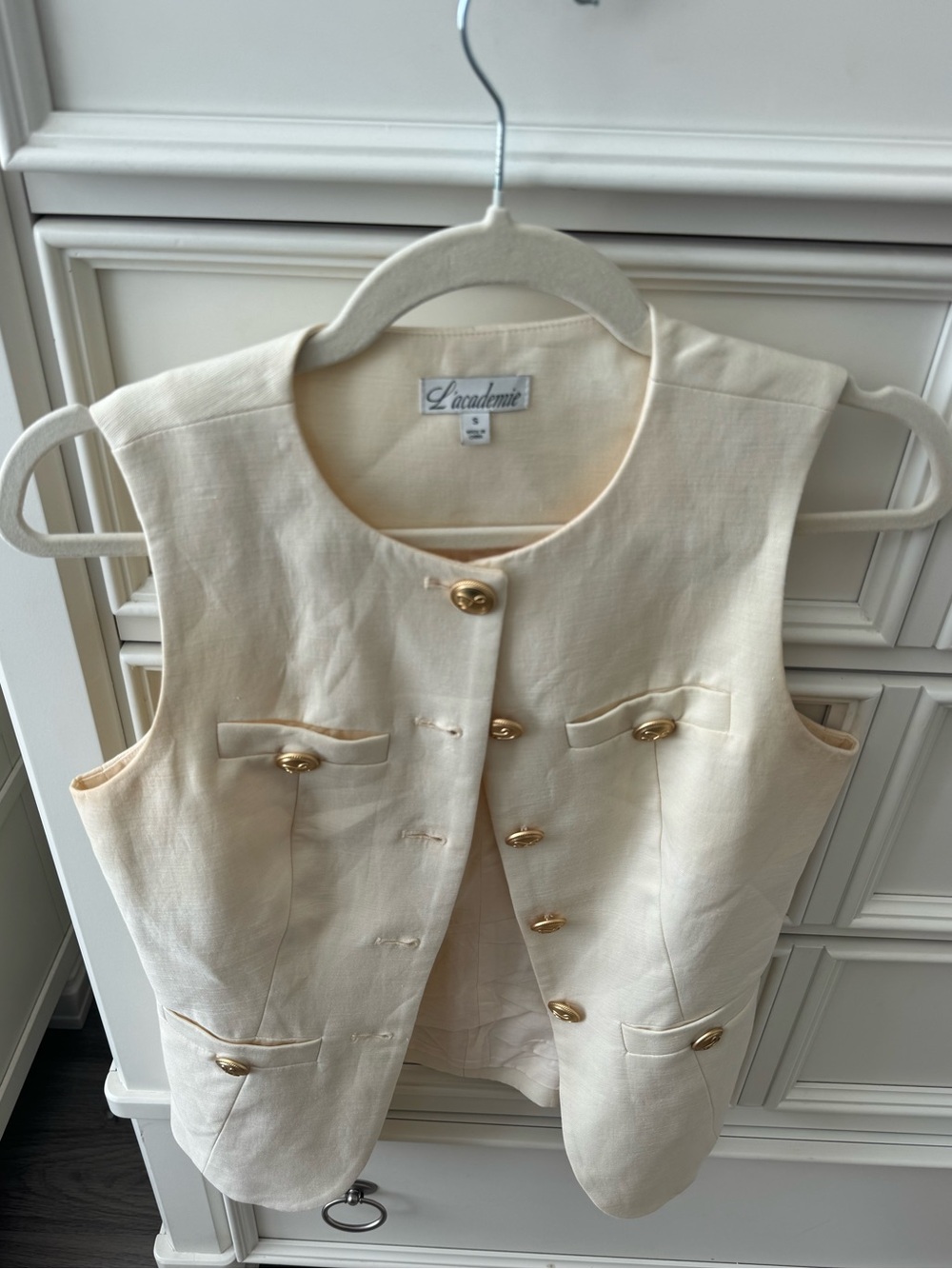 L'academie Carinne Linen Vest Top Cream Vest Size Small